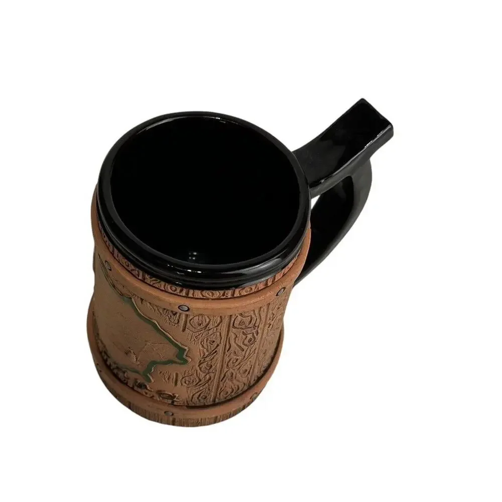 Lithuania Flag Suvena D. Laskovia Hand Made Ceramic Barrel Mug Cup Stein
